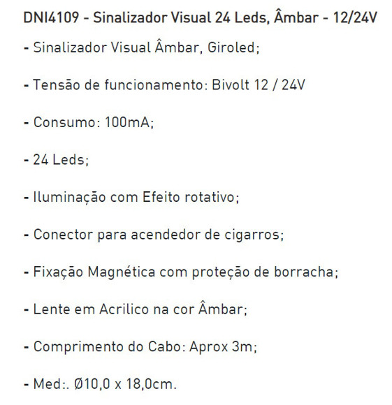Imagen de BALIZA DE TECHO GIRATORIA LED CON IMAN COLOR AMBAR 12V/24V